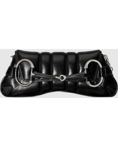 Gucci Horsebit Chain Medium Shoulder Bag - Black