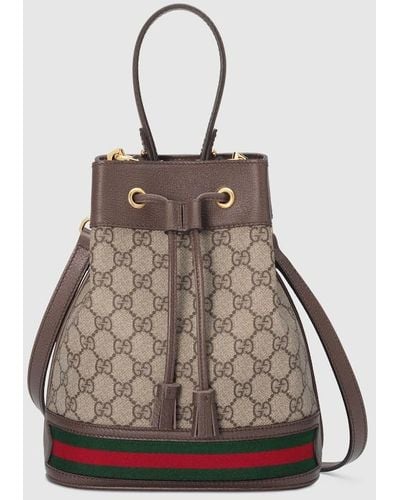 Gucci Small Ophidia Bucket Bag - Brown