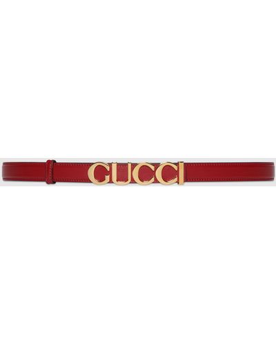Gucci Buckle Thin Belt - Red