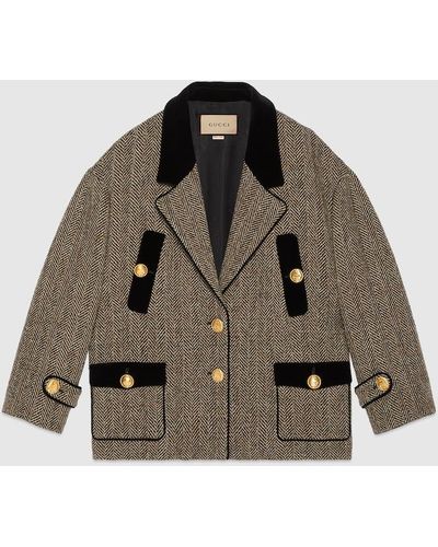 Gucci Wool Herringbone Coat - Multicolor