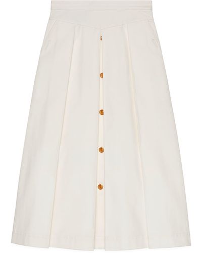 Gucci Cotton Canvas Skirt With Pleats - White