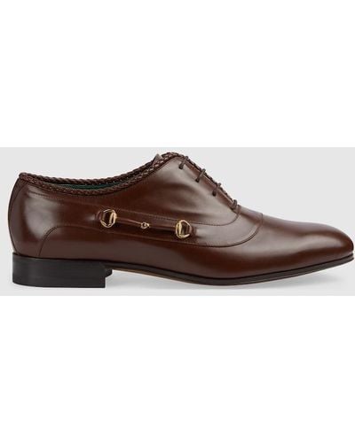 Gucci Lace-up Shoe With Horsebit - Brown