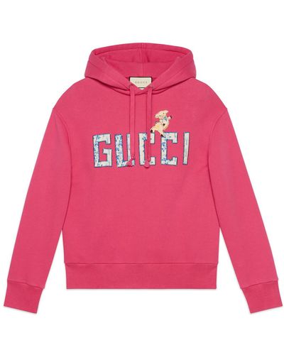 Gucci Piglet Long Sleeve Hooded Sweatshirt - Pink