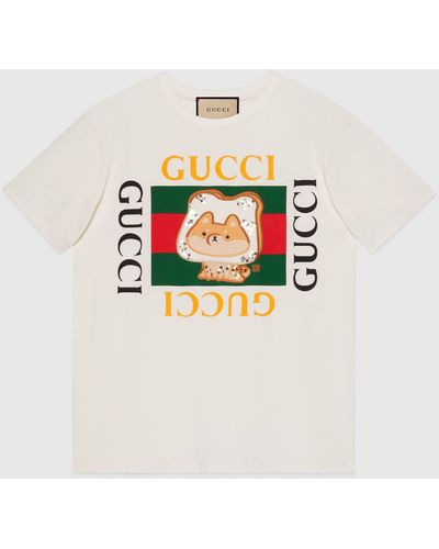 Gucci 【公式】 (グッチ) ヴィンテージロゴ ウェブ ストライプ コットン Tシャツホワイトホワイト