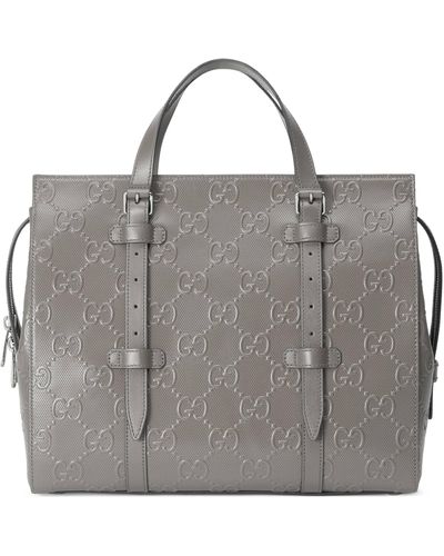 Gucci GG Embossed Medium Tote Bag - Gray