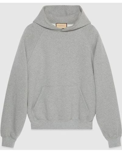 Gucci Cotton Hooded Sweatshirt With Print - Gray