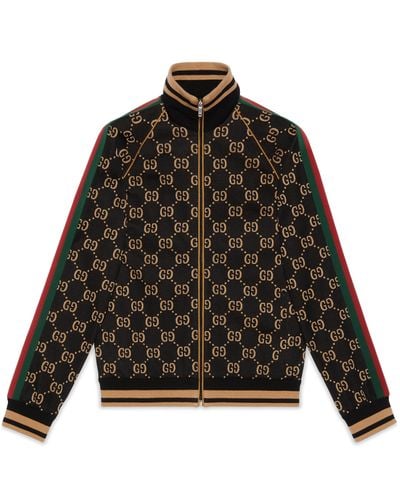 Gucci Monogram Side-stripe Cotton-jersey Jacket X - Black