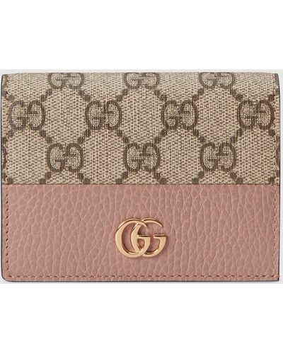 Gucci ダブルg オンライン限定 カードケース ウォレット, ベージュ, GGキャンバス - ピンク