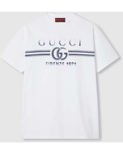 Gucci "オンライン限定 "プリント コットンジャージー Tシャツ, ホワイト, ウェア