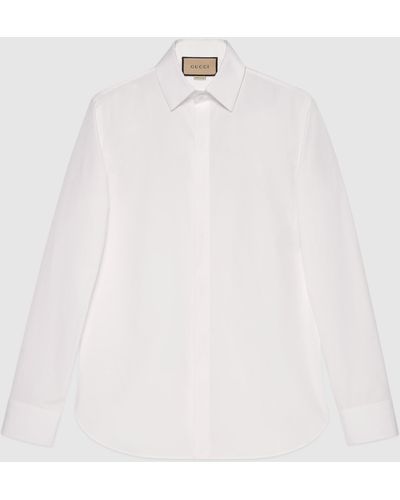 Gucci ダブルg コットン ポプリン シャツ, Size 15+, ホワイト, ウェア