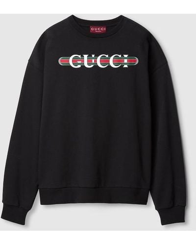 Gucci Print Felted Cotton Jersey Sweatshirt - Black