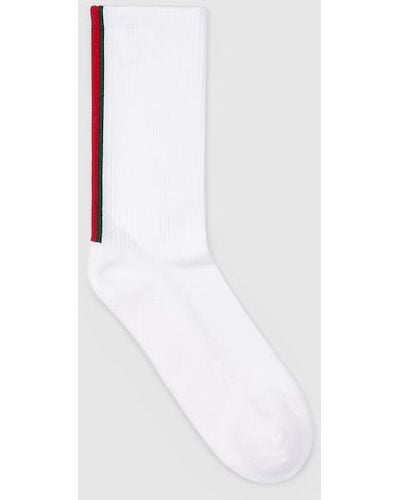 Gucci Cotton Socks With Web - White