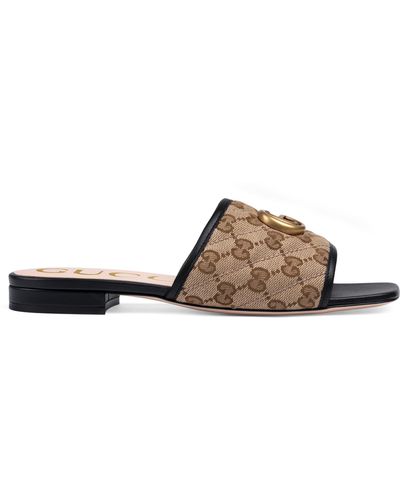 Gucci GG Matelassé Canvas Slide Sandal - Brown