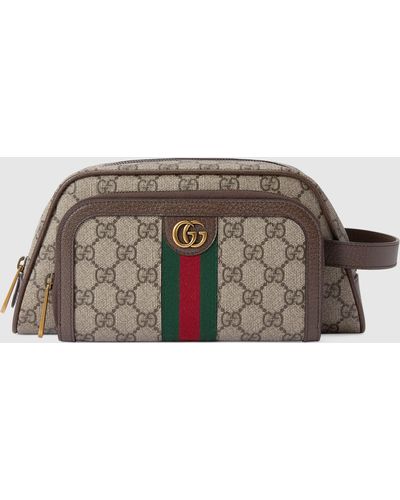 Gucci Brown Monogram GG Cosmetic Pouch Toiletry Case Make Up Bag 29ggs114
