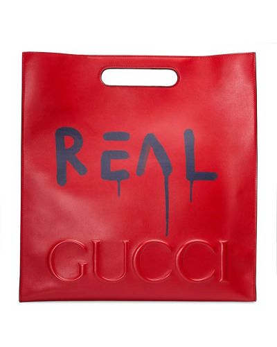 Gucci Ghost Large Leather Tote Bag - Red