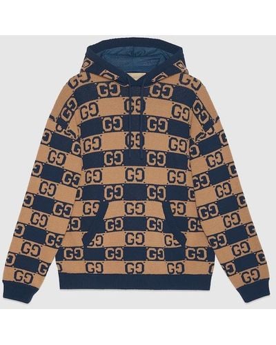 Gucci GG Cotton Jacquard Hooded Sweater - Brown