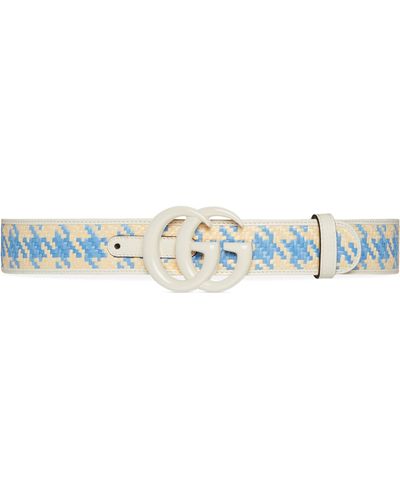 Gucci GG Marmont Houndstooth Wide Belt - Natural