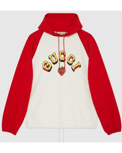 Gucci Cotton Jersey Hooded Sweatshirt - Red