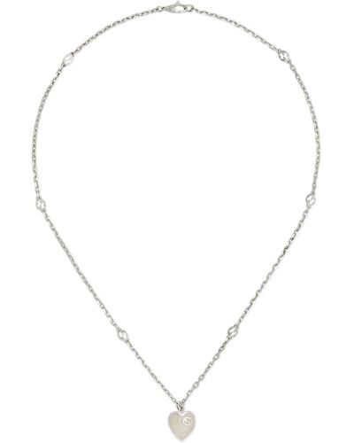 Gucci Heart Necklace With Interlocking G - Metallic