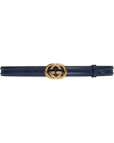GUCCI: Microguccissima GG Mineral Blue Soft Margaux Leather Belt