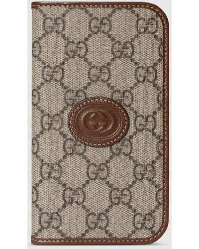 Gucci GG Iphone 15 Pro Case With Wallet - Gray