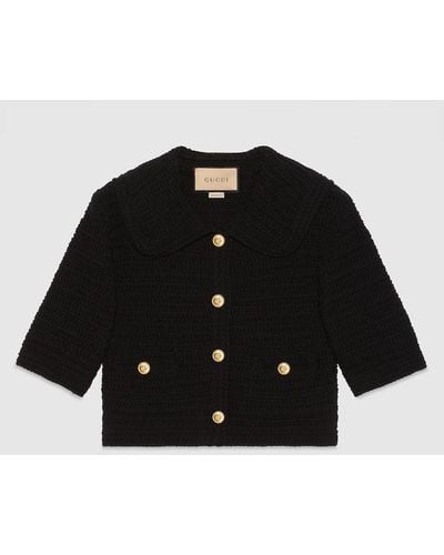 Gucci Crochet Cotton Cardigan - Black