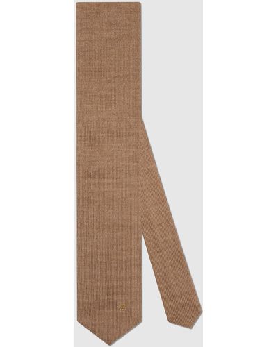 Gucci Double G Wool Knit Tie - Brown