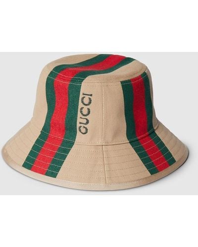 Gucci Bucket Hat With Web - Natural
