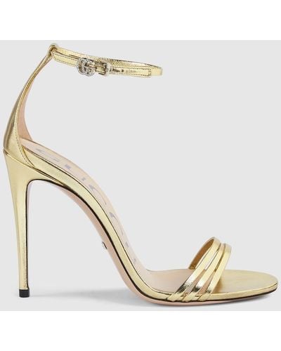 Gucci Ilse Metallic-leather Heeled Sandals