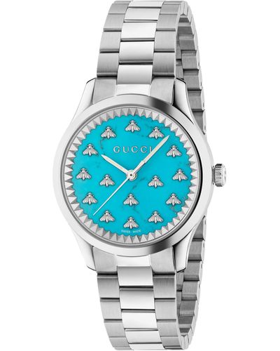 Gucci G-timeless Watch With Bees - Blue