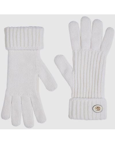 Gucci Wool Cashmere Gloves With Double G - White