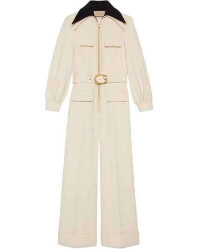 Gucci Belted Wool Crepe Jumpsuit - Multicolor