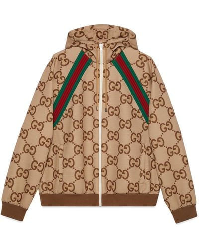 Gucci Jumbo GG Zip Jacket With Web - Brown