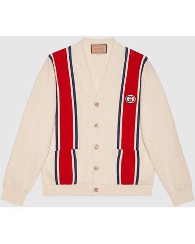 Gucci Knit Cotton Cardigan With Patch - Red