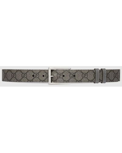 Gucci Reversible Belt With Rectangular Buckle - Gray