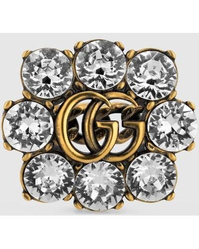 Gucci gg Marmont Crystal Ring - White