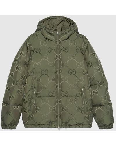 Gucci Jumbo GG Canvas Down Jacket - Green