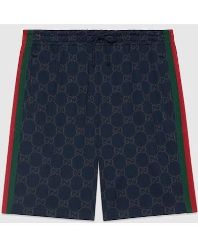Gucci GG Jersey Cotton Jogging Shorts - Blue