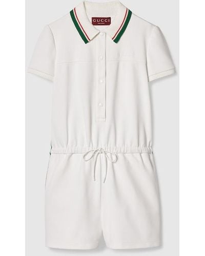 Gucci Jersey Drill Jumpsuit With Web - White