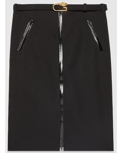 Gucci Wool Skirt With Detachable Belt - Black