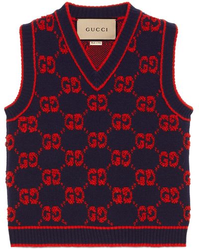 Gucci GG Wool Bouclé Jacquard Vest - Red