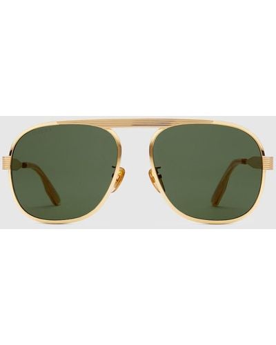Gucci Navigator Frame Sunglasses - Green