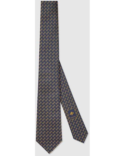 Gucci Horsebit Silk Jacquard Tie - Gray