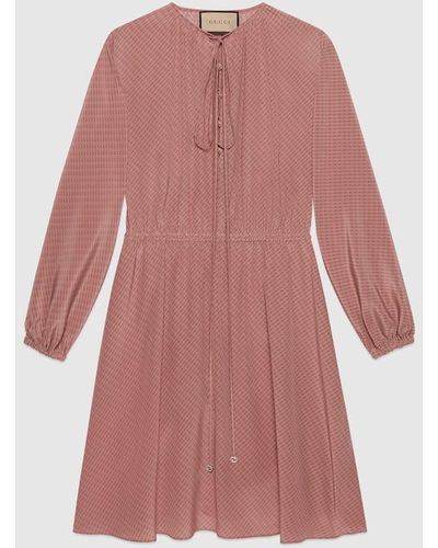 Gucci Micro G Print Silk Dress - Pink