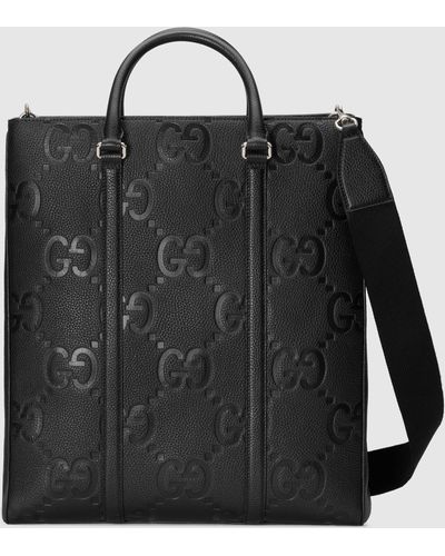 Gucci ジャンボGG ミディアム トートバッグ, ブラック, Leather