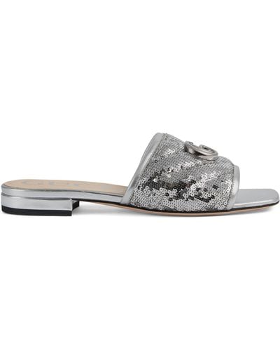 Gucci Sequin Slide Sandal - Metallic