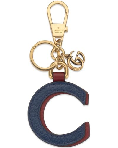 Gucci Leather Letter Keychain - Blue