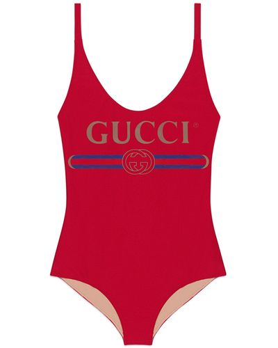 Gucci Sparkling Swimsuit With Logo - Red