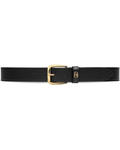 Gucci Belt With Square Buckle And Interlocking G - Black