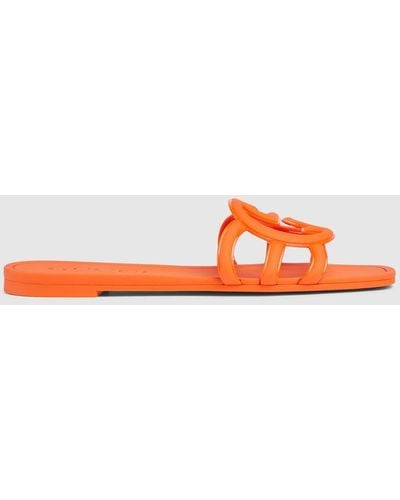 Gucci Interlocking G Slide Sandal - Orange